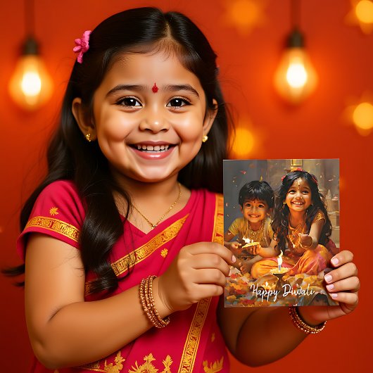 Radiant Segen: Diwali Joy with Hindu Children Postkarte