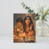 Radiant Segen: Diwali Joy with Hindu Children Postkarte (Stehend Vorderseite)