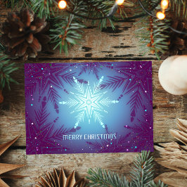Radiant Snowflake Glow - Elegante Blauer Weihnacht Karte