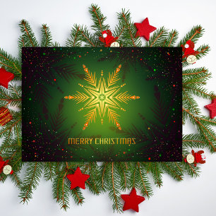 Radiant Snowflake Glow - Elegantes grünes Weihnach Karte