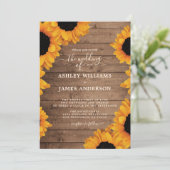 Radiant Sonnenblume Rustikale Hochzeit Einladung (Stehend Vorderseite)