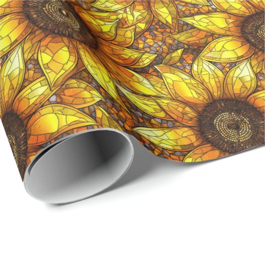 Radiant Sonnenblumengestanztes Glas Geschenkpapier (Rolleneckpunkt)