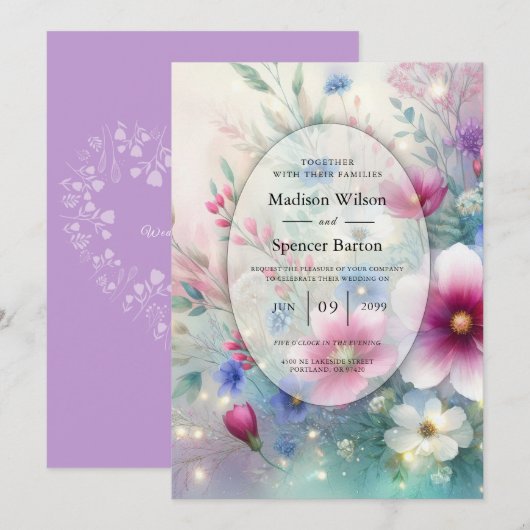 Radiant Sparkling Spring Blooms Wedding Einladung (Vorne/Hinten)