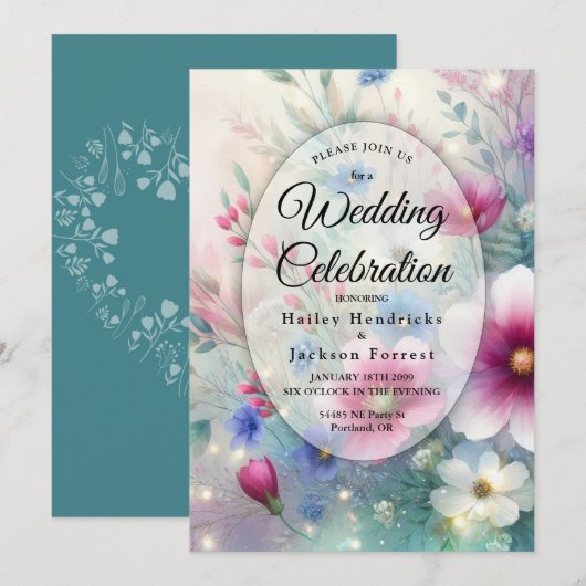 Radiant Sparkling Spring Blooms Wedding Einladung (Vorne/Hinten)