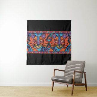 Radiant Spirit Animal Geometric Wall Tapestry Wandteppich