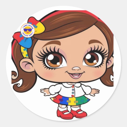 "Radiant Spirit: Ein kleines Mädchen feiert Autism Runder Aufkleber (Vorderseite)