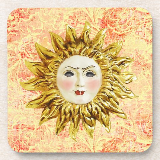 Radiant Sun Face Getränkeuntersetzer (Vorderseite)