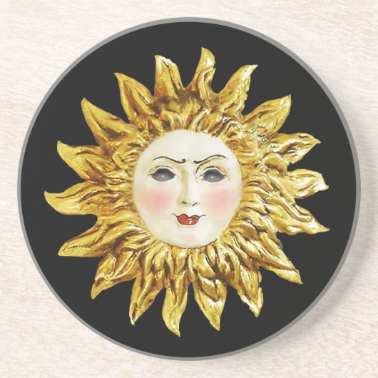 Radiant Sun Face Getränkeuntersetzer (Vorne)