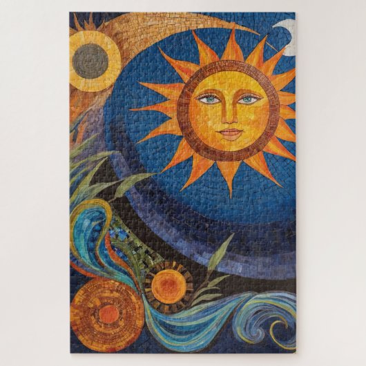 Radiant Sun Mosaic Vibrant Celestial Puzzle (Vertikal)