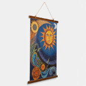 Radiant Sun Mosaic Vibrant Celestial Wandteppich Mit Holzrahmen (Gewinkelt)