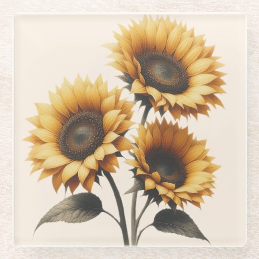 Radiant Sunflower Glasuntersetzer (Vorderseite)