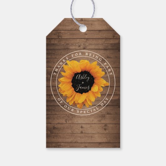 Radiant Sunflower Names Vielen Dank Geschenkanhänger (Vorderseite)