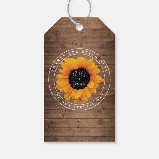 Radiant Sunflower Names Vielen Dank Geschenkanhänger (Rückseite)