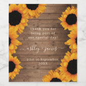 Radiant Sunflower Names Wedding Vielen Dank Weinetikett (Einzelnes Label)