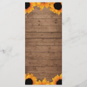 Radiant Sunflower Rustic Wood Wedding Menükarte (Rückseite)