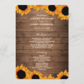 Radiant Sunflower Rustic Wood Wedding Programm (Vorderseite)