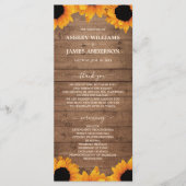 Radiant Sunflower Rustic Wood Wedding Programm (Vorderseite)