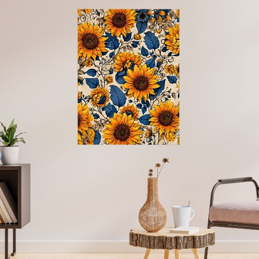 Radiant Sunflowers: Eine Symphonie der farbenfrohe Poster (Wohnzimmer 3)