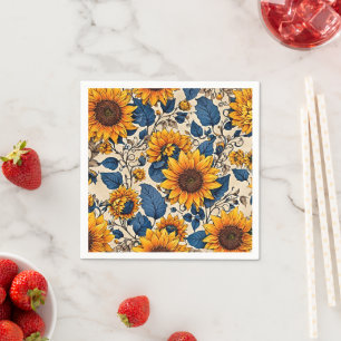 Radiant Sunflowers: Eine Symphonie der farbenfrohe Serviette