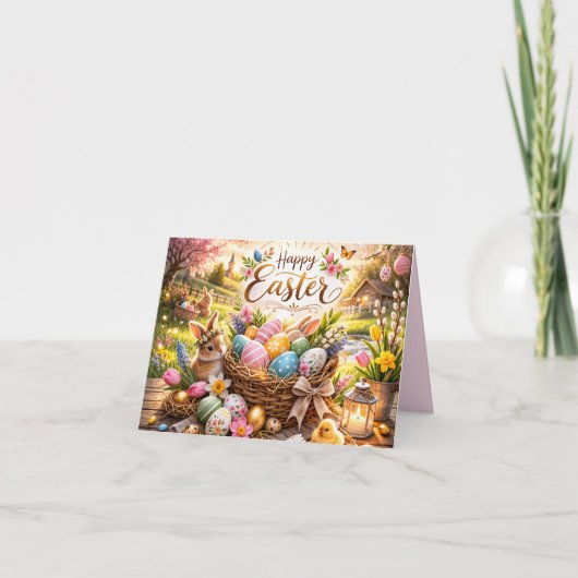 Radiant Sunrise Happy Easter Feiertagskarte (Vorderseite)