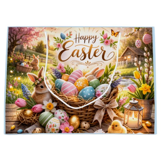 Radiant Sunrise Happy Easter Große Geschenktüte (Vorderseite)