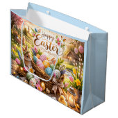 Radiant Sunrise Happy Easter Große Geschenktüte (Vorderseite Schrägansicht)