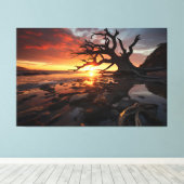 Radiant Sunset Serenity - 3D Nature Landschaft Des Leinwanddruck (Insitu (Holzboden))