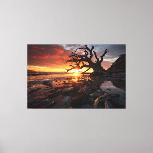 Radiant Sunset Serenity - 3D Nature Landschaft Des Leinwanddruck (Vorderseite)