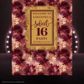 Radiant Sweet 16 Blush Burgundy Gold Hintergrund Wandteppich