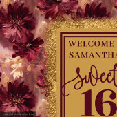 Radiant Sweet 16 Blush Burgundy Gold Hintergrund Wandteppich