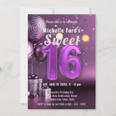 Radiant Sweet 16 Sparkle mit Lila Eleganz Einladung (Vorderseite)