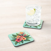 Radiant Tropical Floral Symphony Getränkeuntersetzer (Rechte Seite)