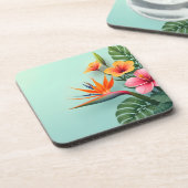 Radiant Tropical Floral Symphony Getränkeuntersetzer (Linke Seite)