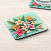 Radiant Tropical Floral Symphony Getränkeuntersetzer (Linke Seite)