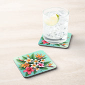 Radiant Tropical Floral Symphony Getränkeuntersetzer (Rechte Seite)