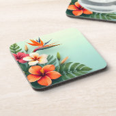 Radiant Tropical Floral Symphony Getränkeuntersetzer (Linke Seite)