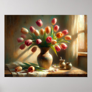 Radiant Tulips Arrange in einer Vase Poster