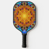 Radiant Vibrant Kaleidoscopic Sunburst Art  Pickleball Schläger (Rückseite)