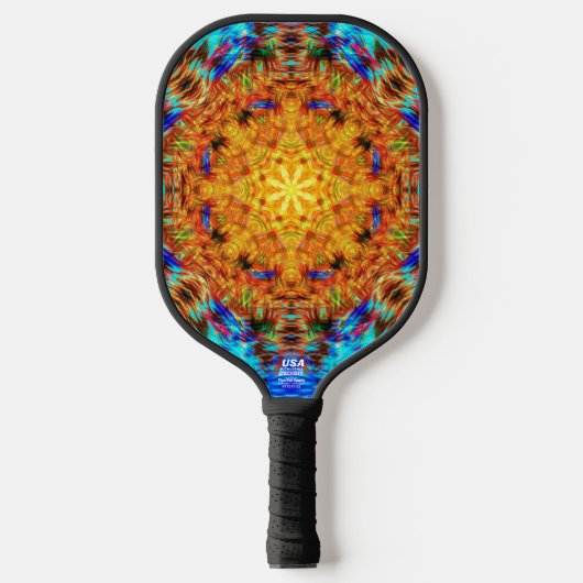 Radiant Vibrant Kaleidoscopic Sunburst Art  Pickleball Schläger (Vorderseite)
