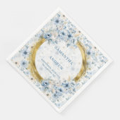 Radiant Watercolor Pastel Blue Gold Wedkin Napkin Serviette (Ecke)