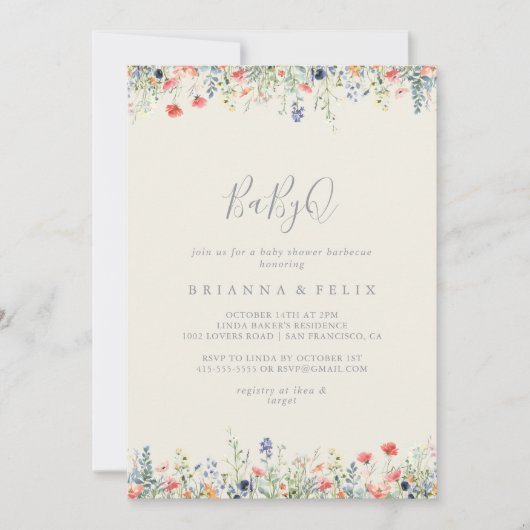 Radiant Wildblume BabyQ Baby Duschgrill Einladung (Vorderseite)