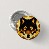 Radiant Wolf Face beleuchtet durch goldenes Licht Button (Vorne & Hinten)