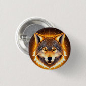 Radiant Wolf Face beleuchtet durch goldenes Licht Button (Vorne & Hinten)
