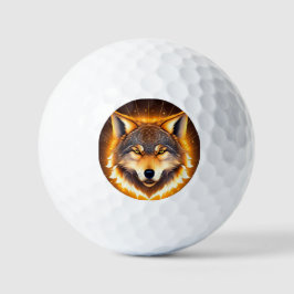 Radiant Wolf Face beleuchtet durch goldenes Licht Golfball