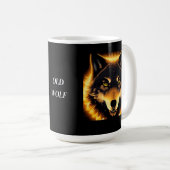Radiant Wolf Face beleuchtet durch goldenes Licht Kaffeetasse (VorderseiteRechts)