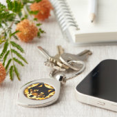 Radiant Wolf Face beleuchtet durch goldenes Licht Schlüsselanhänger (Seite)