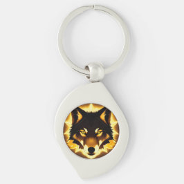 Radiant Wolf Face beleuchtet durch goldenes Licht Schlüsselanhänger