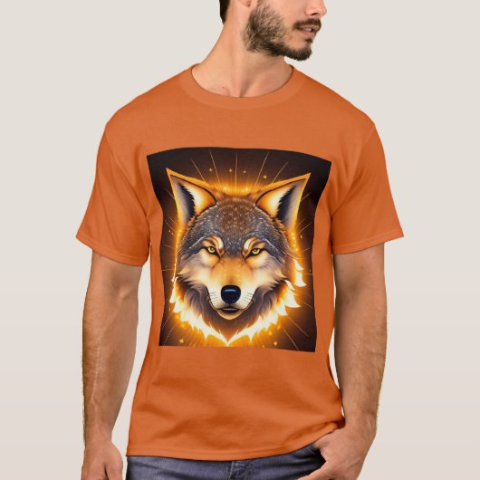 Radiant Wolf Face beleuchtet durch goldenes Licht T-Shirt (Vorderseite)