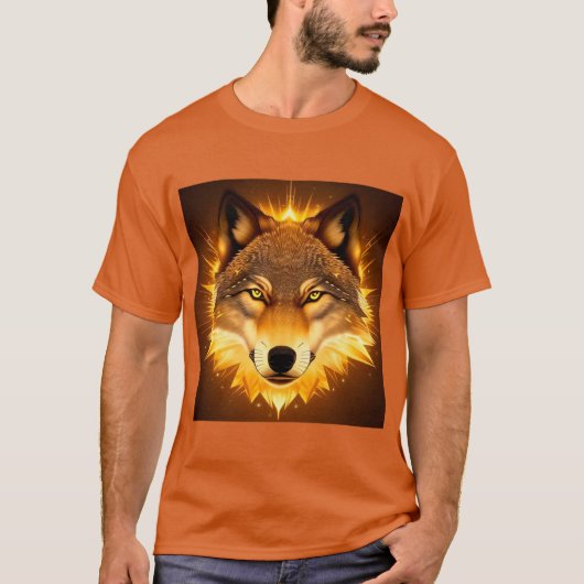 Radiant Wolf Face beleuchtet durch goldenes Licht T-Shirt (Vorderseite)
