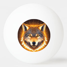 Radiant Wolf Face beleuchtet durch goldenes Licht Tischtennisball
